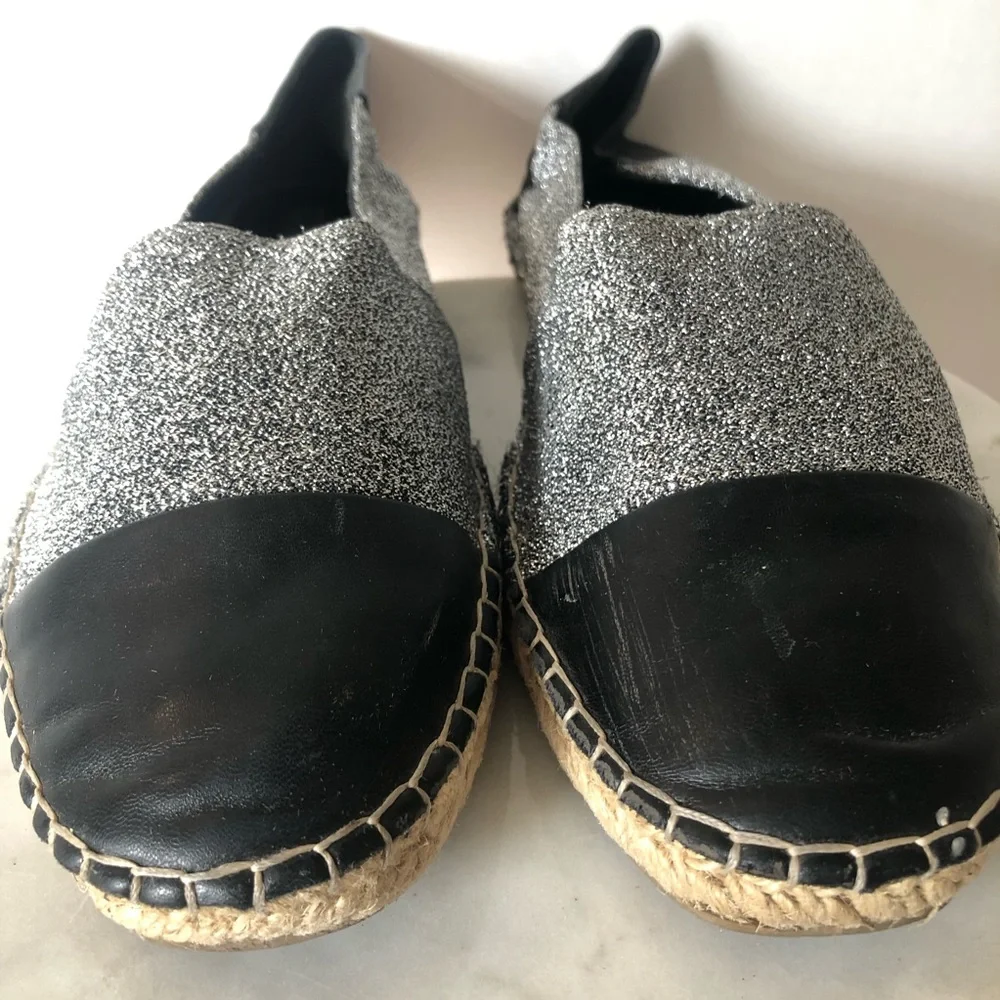 Zara Black and Silver Slip-On Espadrilles